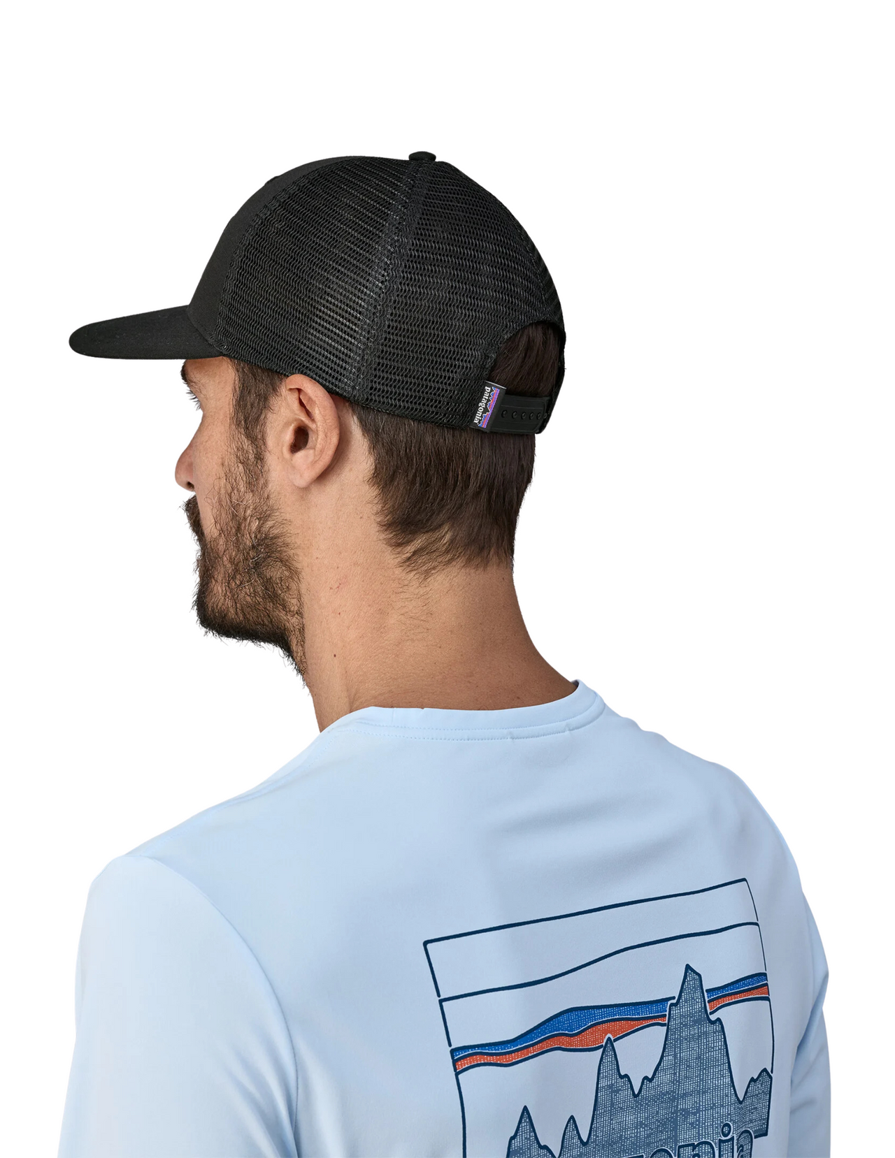 Casquette Patagonia P-6 Logo LoPro Trucker Black, vue portée arrière