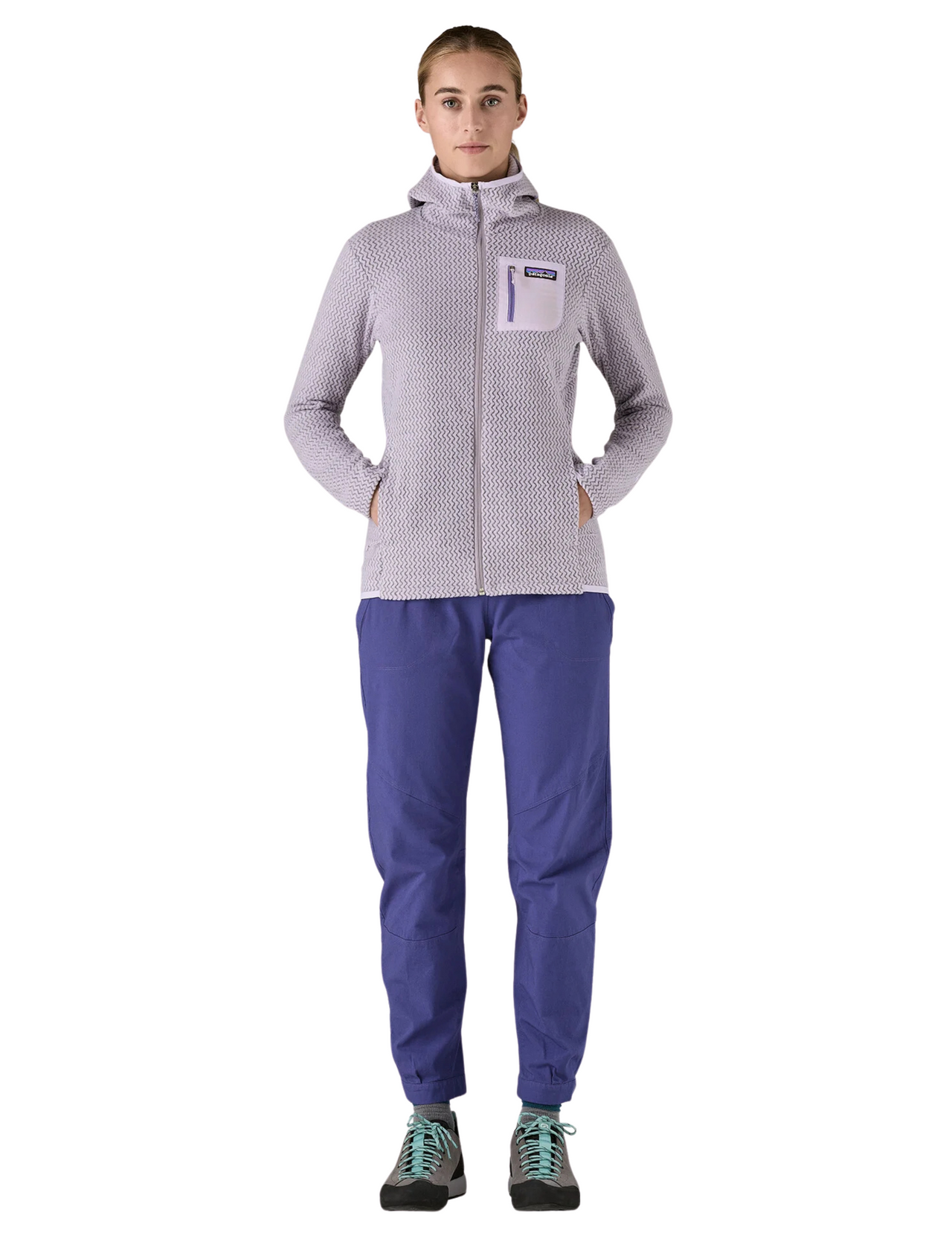 Polaire Patagonia R1 Air Full-Zip Hoody Femme Foxglove Purple, vue portée de face plan plein pied