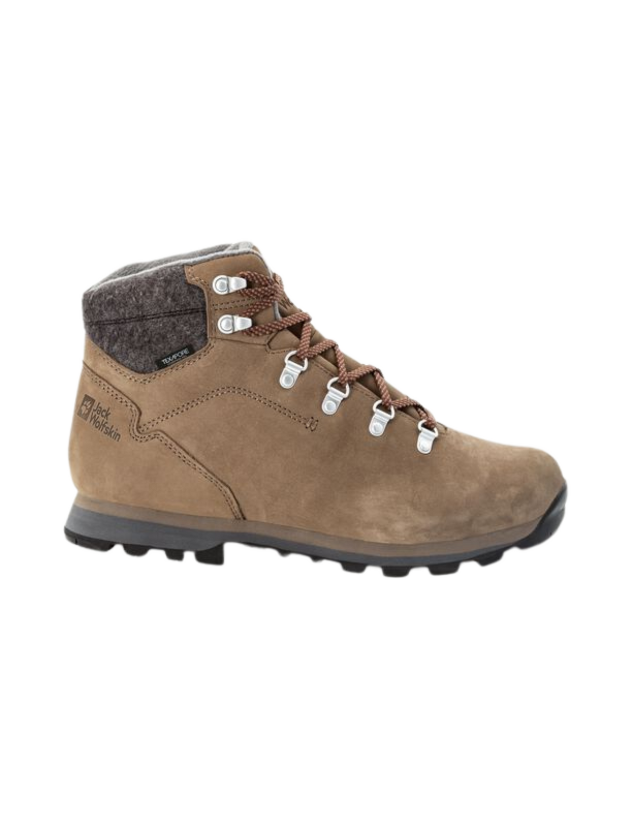 Chaussures de Randonnée Hiver Homme Jack Wolfskin Thunder Bay Texapore Mid cuir nubuck Semelle Vibram Arctic Grip Couleur Brown/Grey, vue côté droit