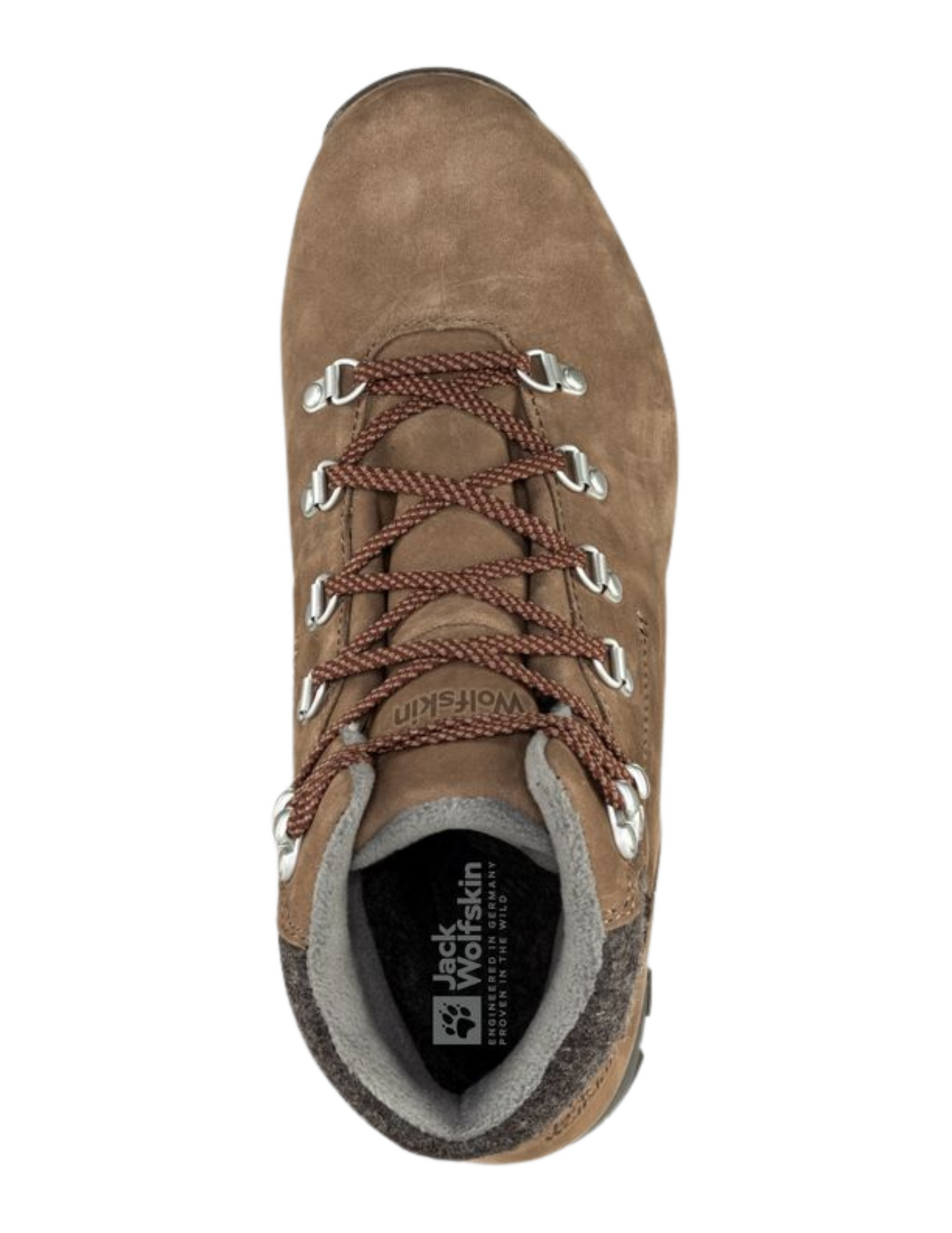 Chaussures de Randonnée Hiver Homme Jack Wolfskin Thunder Bay Texapore Mid cuir nubuck Semelle Vibram Arctic Grip Couleur Brown/Grey, vue de haut