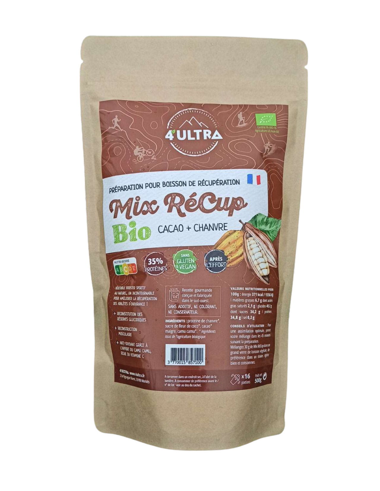 Bevanda di recupero organico 4ultra cacao/canapa 500 g