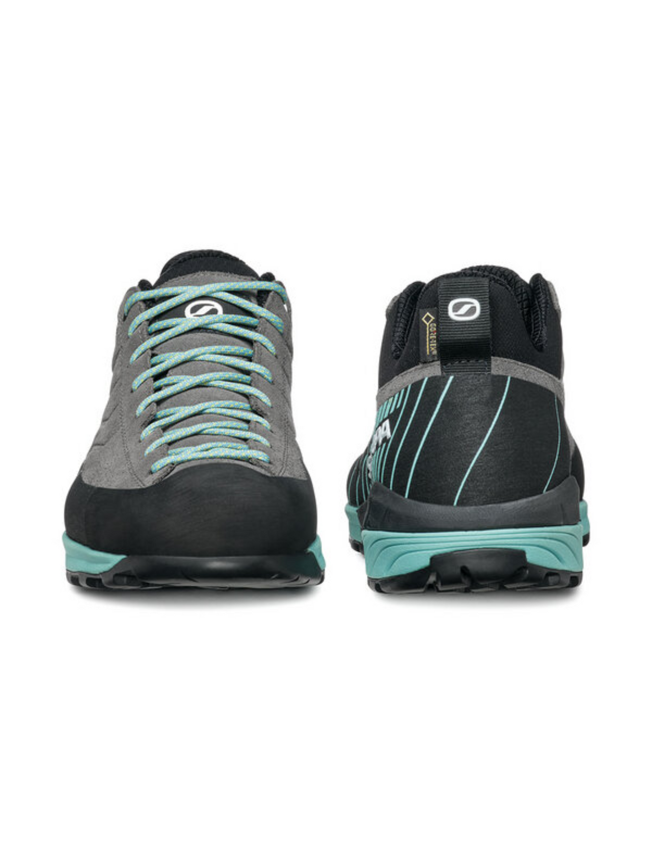 Chaussures de Randonnée Scarpa Mescalito Gore-Tex Femme Midgray Aqua, vue avant et arrière