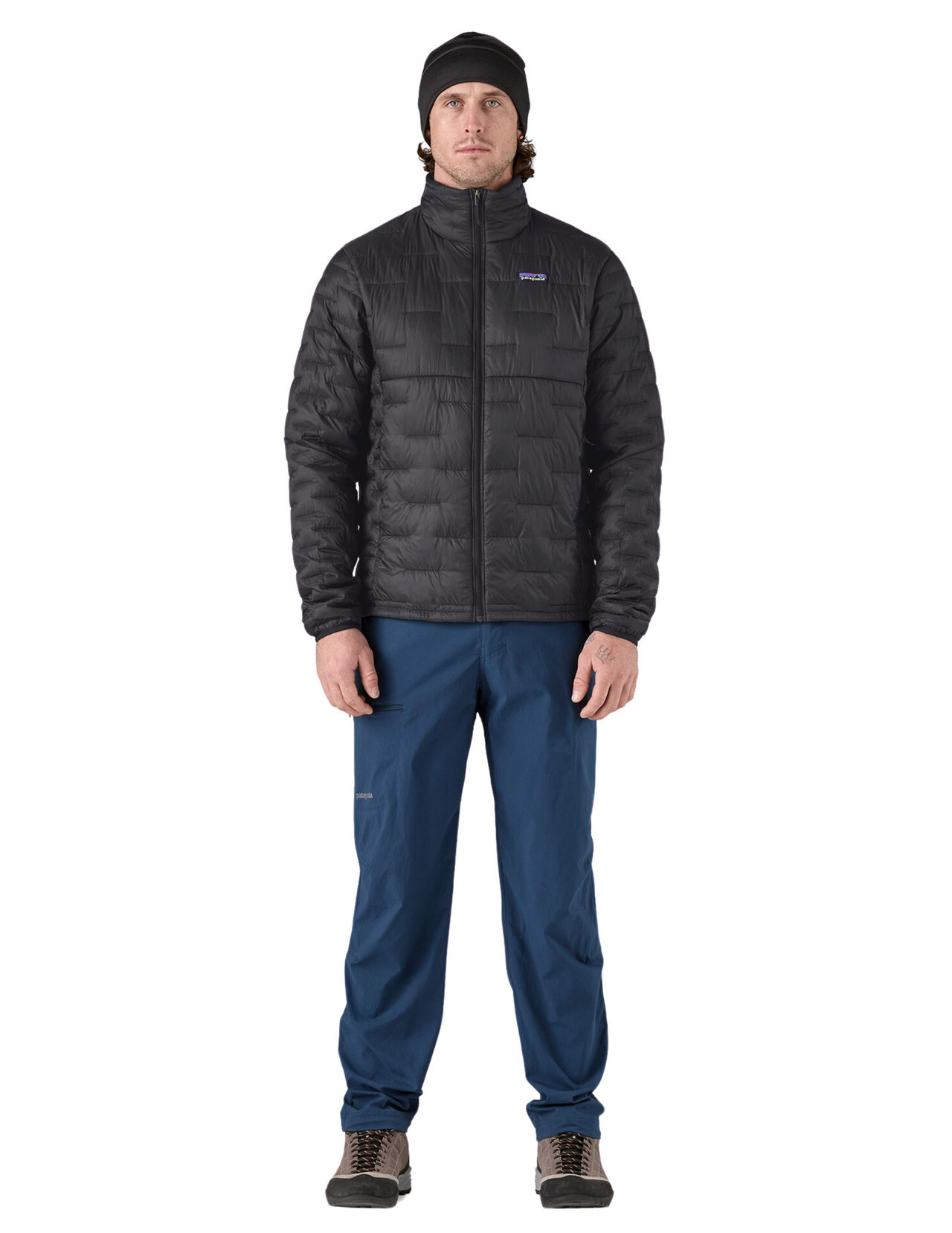 Doudoune Patagonia Micro Puff Homme Black, vue portée de face plan plein pied