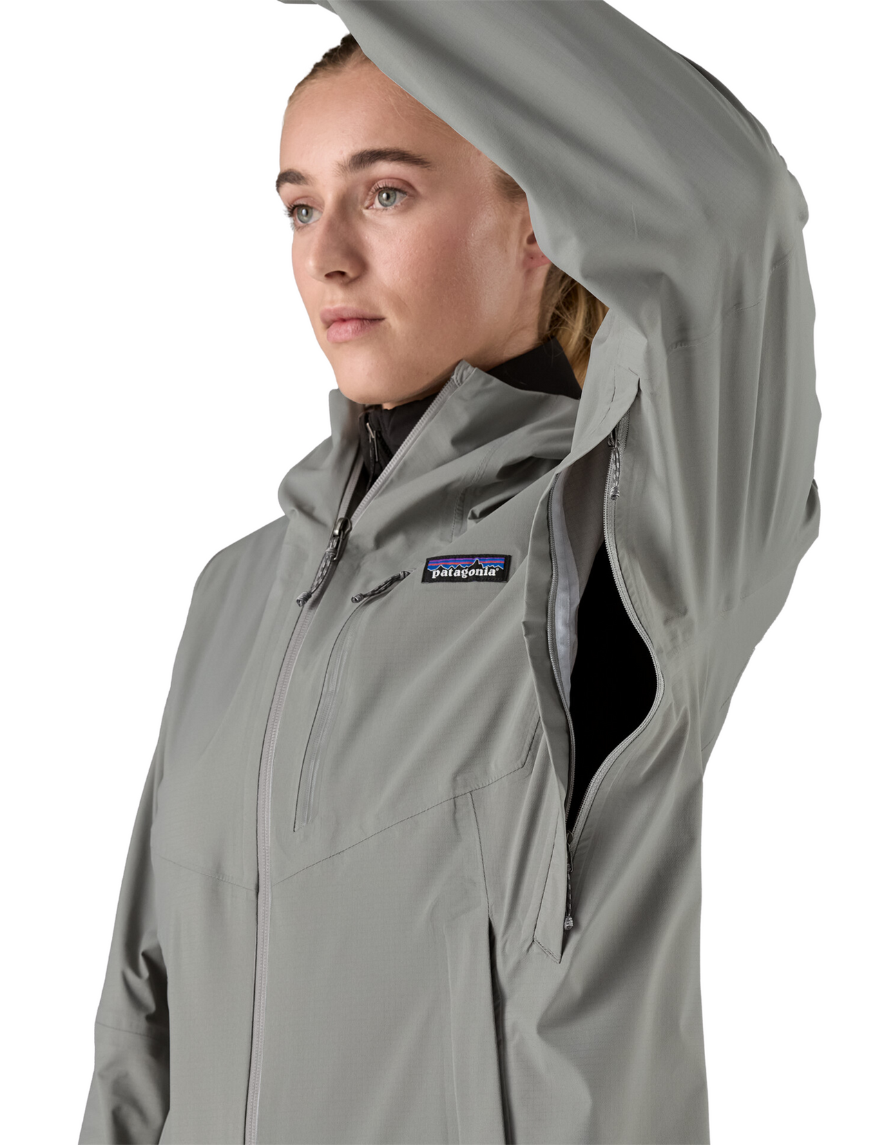 Veste Imperméable Patagonia Granite Crest Femme Abundant Blue, vue détail zip de ventilation bras