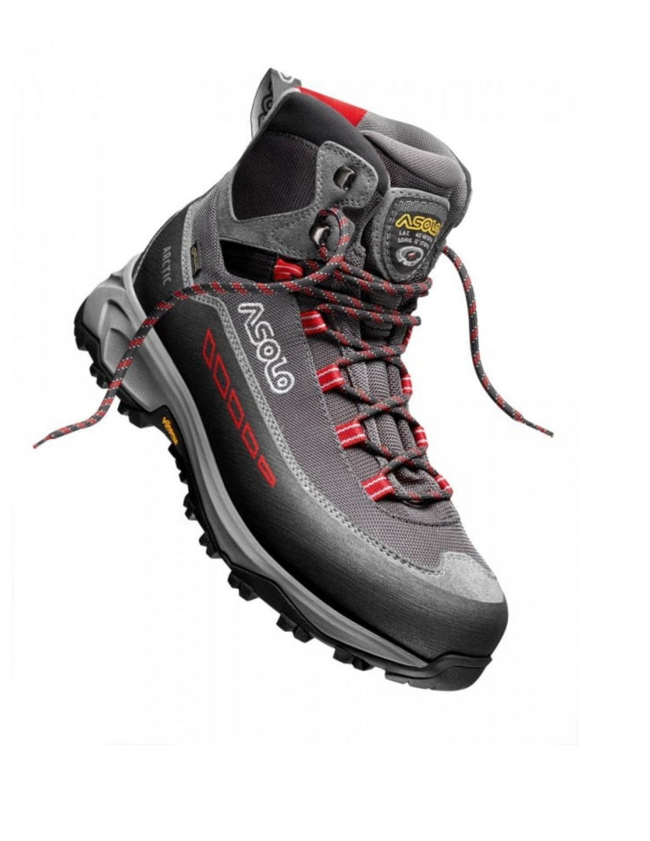 Chaussures de Randonnée Hiver Asolo Arctic Gore-Tex/Vibram Homme Grey/GunMetal/Red, vue détail laçage