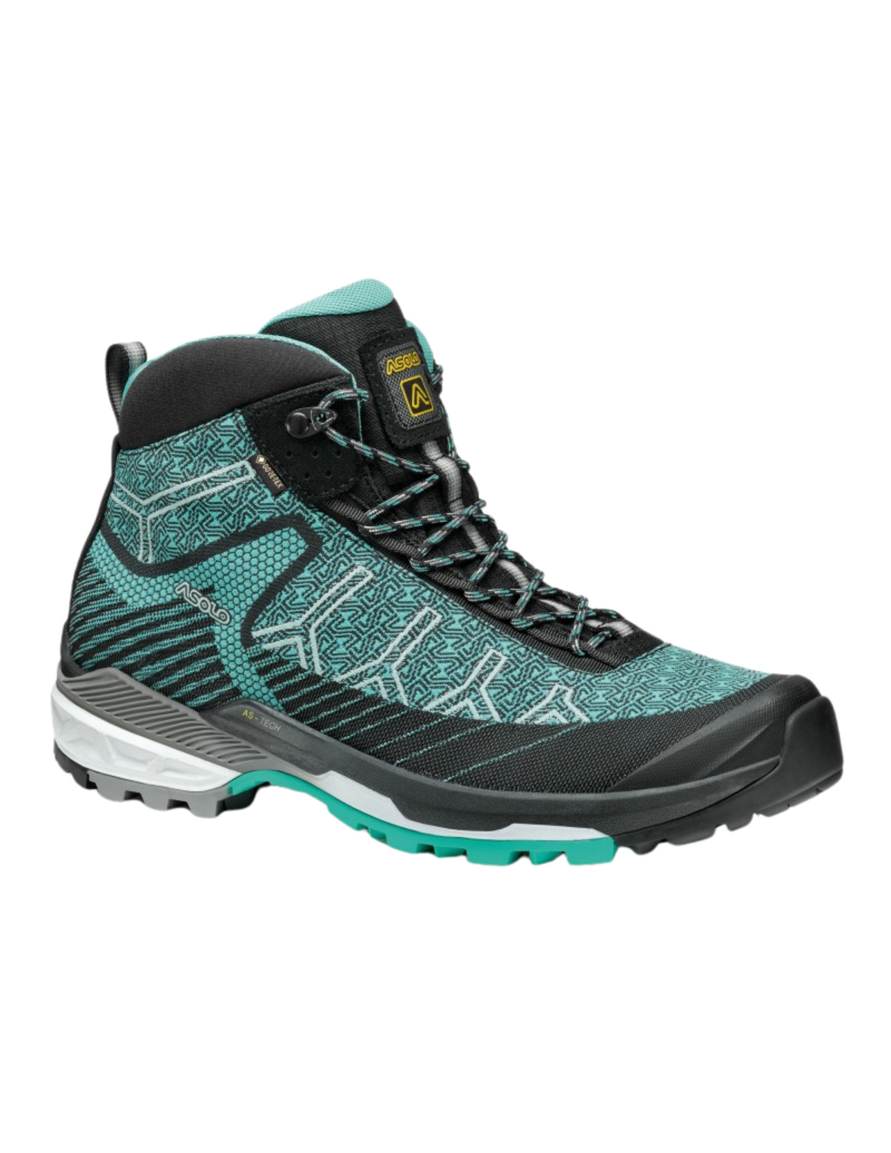 Chaussures de Randonnée Asolo Falcon Evo Jacquard Gore-Tex/Vibram Femme Black/Aqua Green, imperméables, vue latérale droite