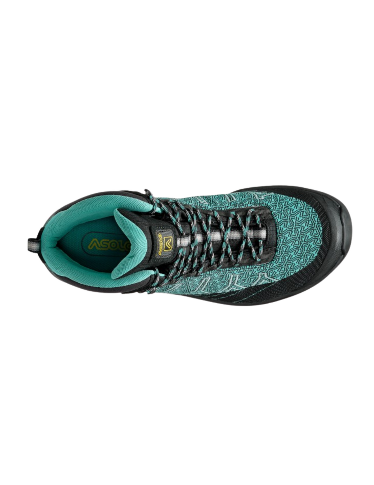 Chaussures de Randonnée Asolo Falcon Evo Jacquard Gore-Tex/Vibram Femme Black/Aqua Green, vue dessus