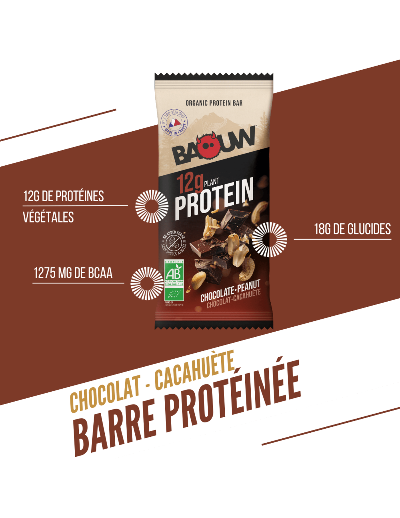 Baouw Bio-Proteinriegel Schokolade/Erdnuss 50 g
