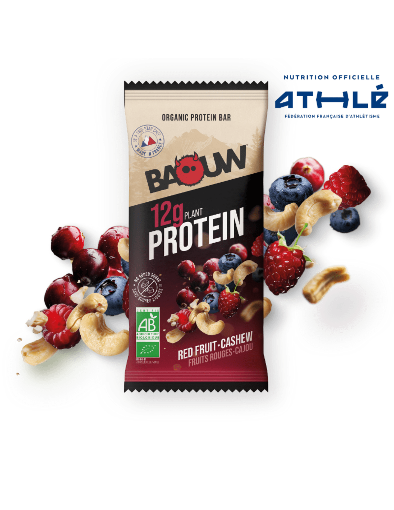 Baouw Bio-Proteinriegel mit roten Beeren/Cashewnüssen 50 g