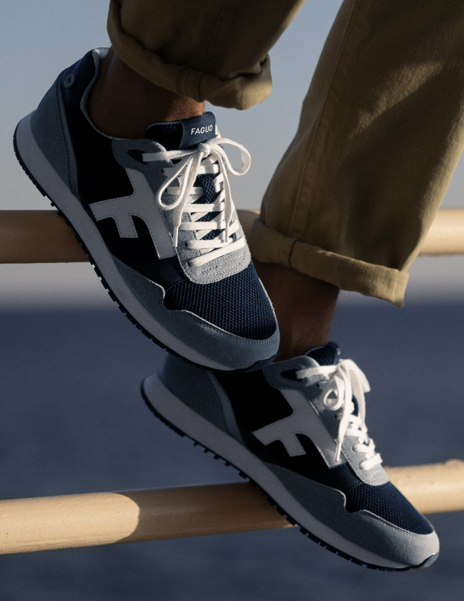 FAGUO Baskets Faguo ELM Homme Bleu Gris Chaussures lifestyle homme Muule