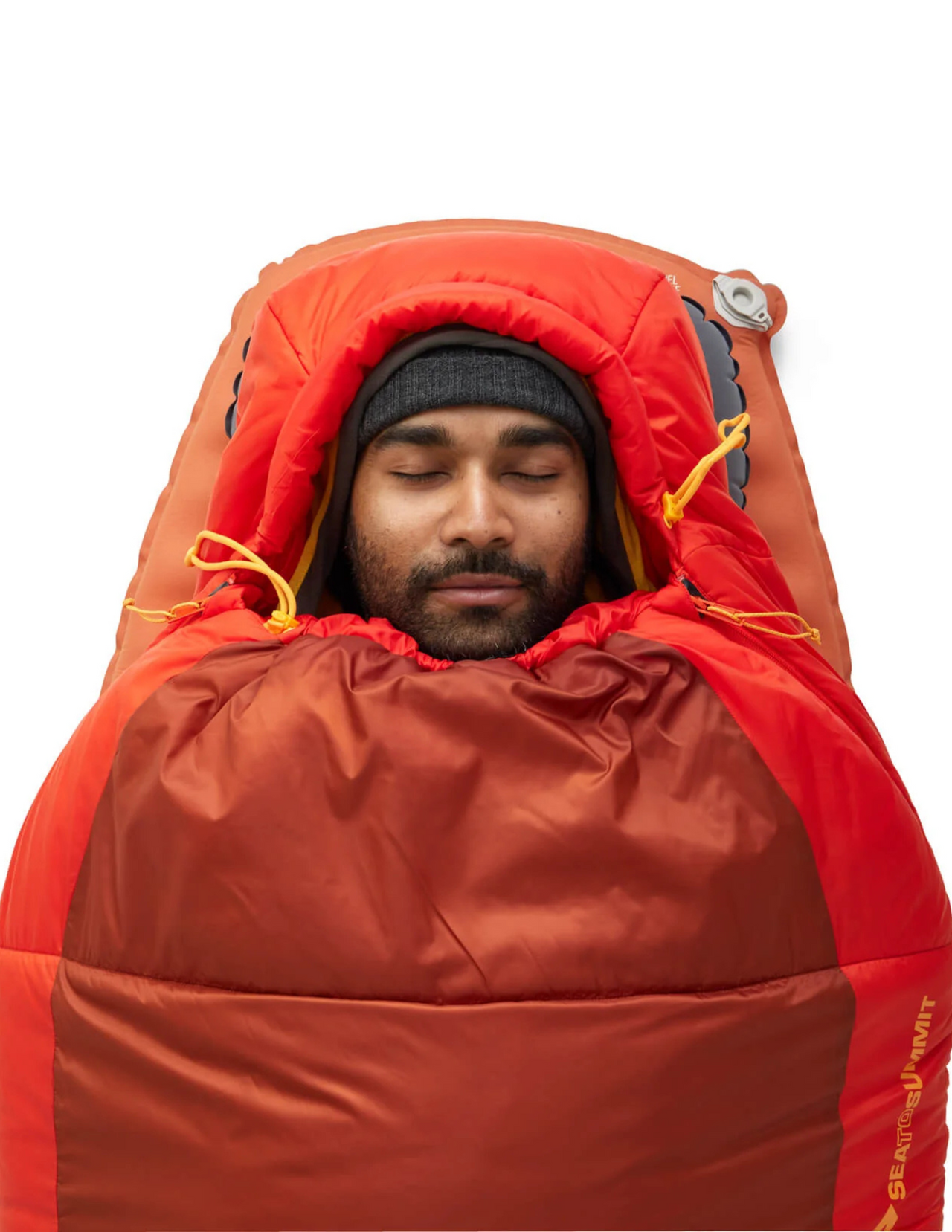 Sea To Summit Hamelin -1 Long - Sac de couchage homme +3°C bivouac Plume 750 cuin confort polyvalent 1359g 9,6L Ouverture intégrale, vue détail portée