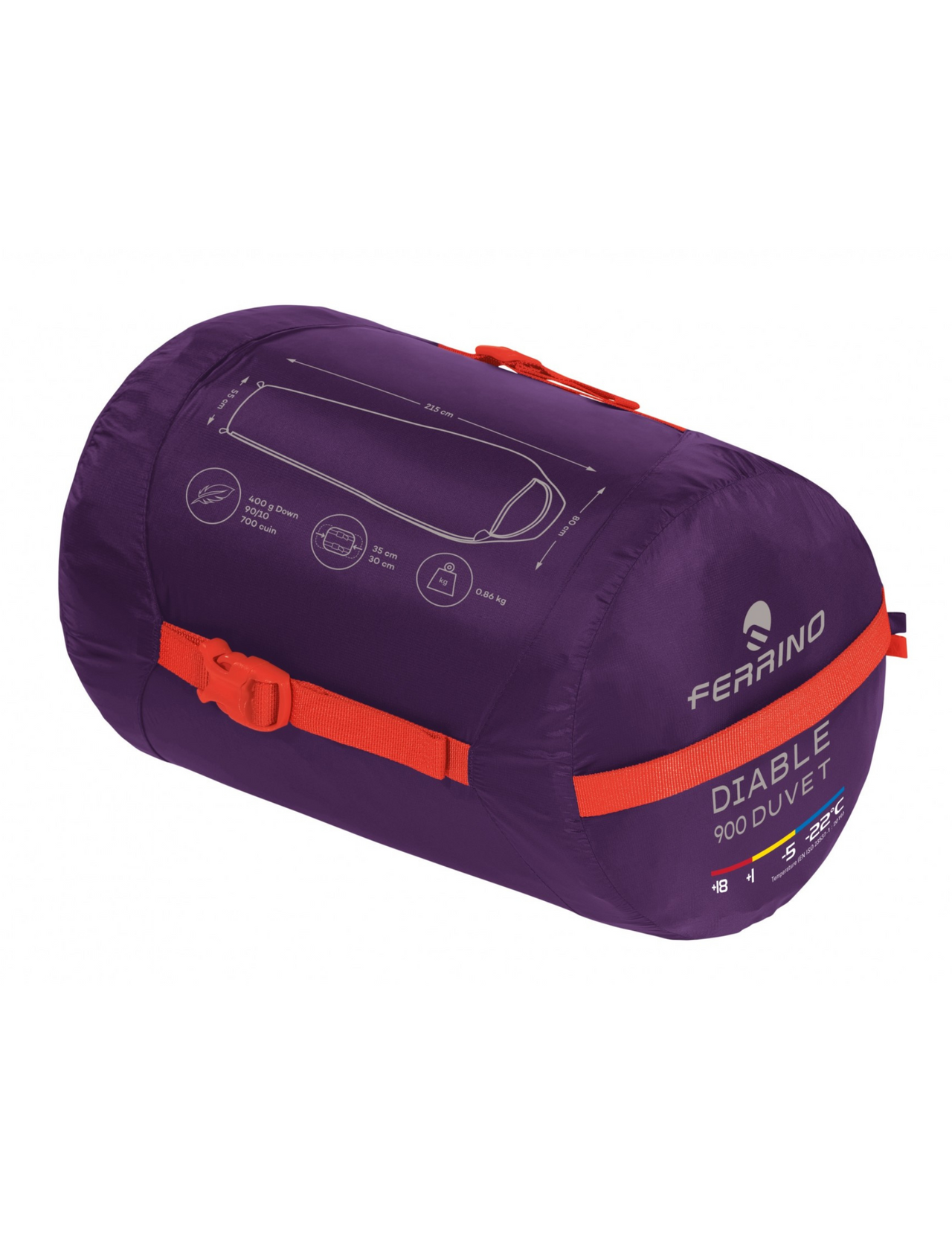 Sac de Couchage Ferrino Diable 900 Down Purple, sac de rangement