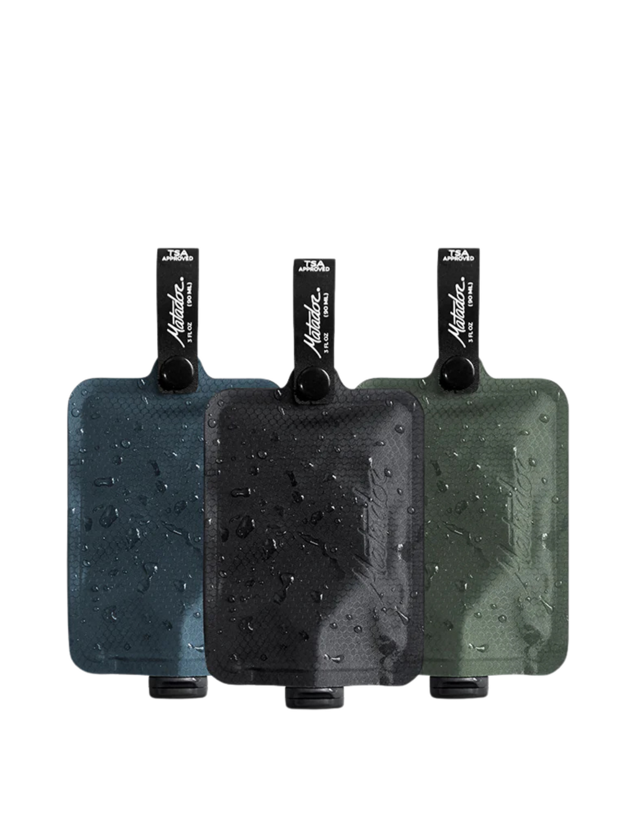 Set di 3 bottiglie flessibili per matador flatpack da 90 ml di sapone / shampoo