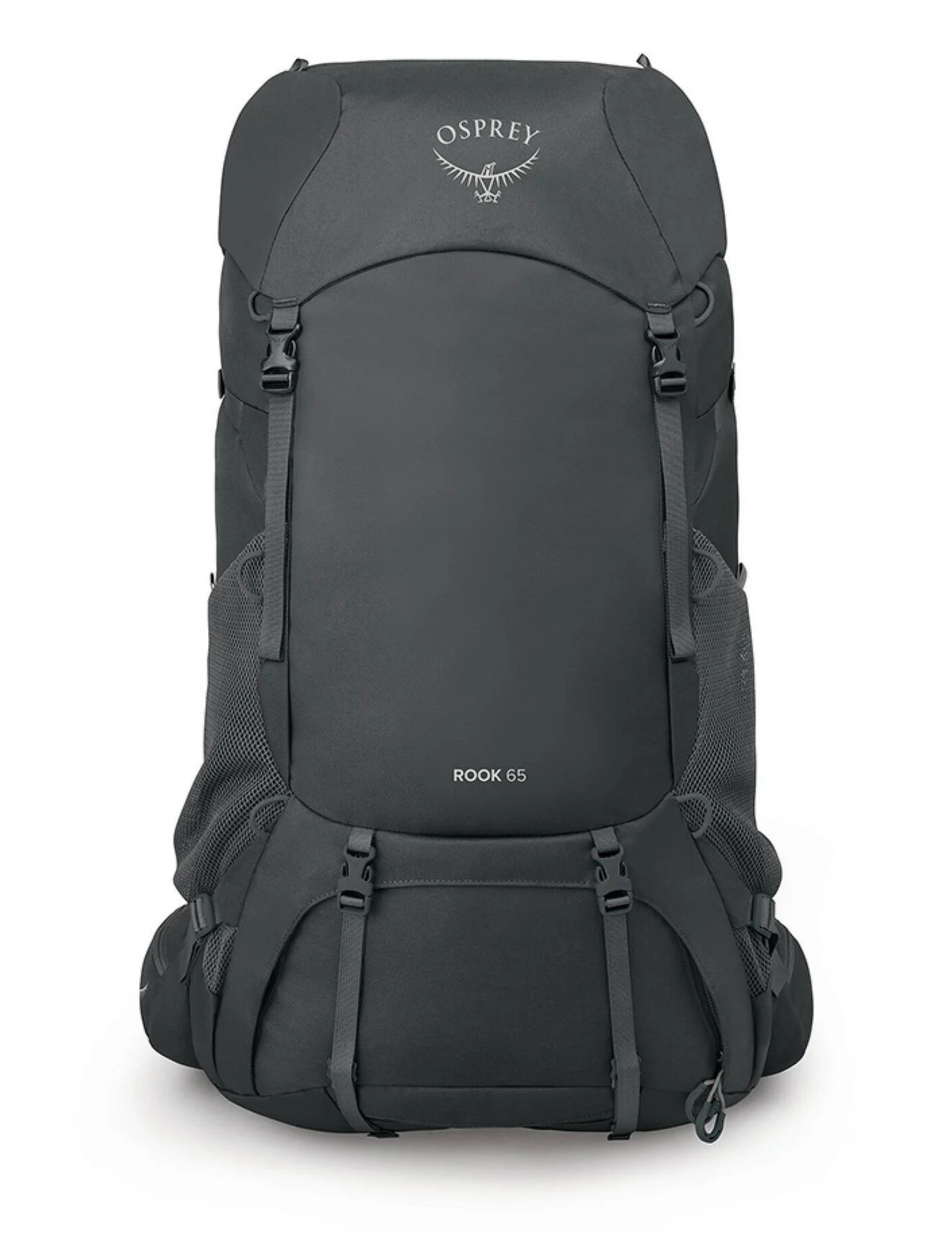 Sac à dos de randonnée Osprey Rook 65L Homme, couleur dark charcoal silver line, vue de face