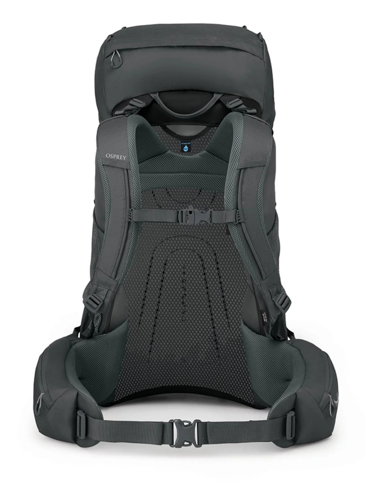 Sac à dos de randonnée Osprey Rook 65L Homme, couleur dark charcoal silver line, bretelles, ceintures