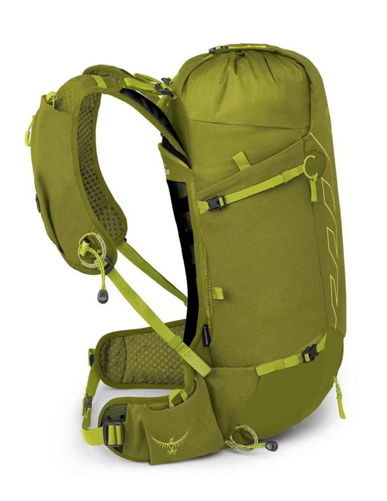 Sac à dos de randonnée Osprey Talon Velocity 20 Litres Homme, couleur verte, vue de profil