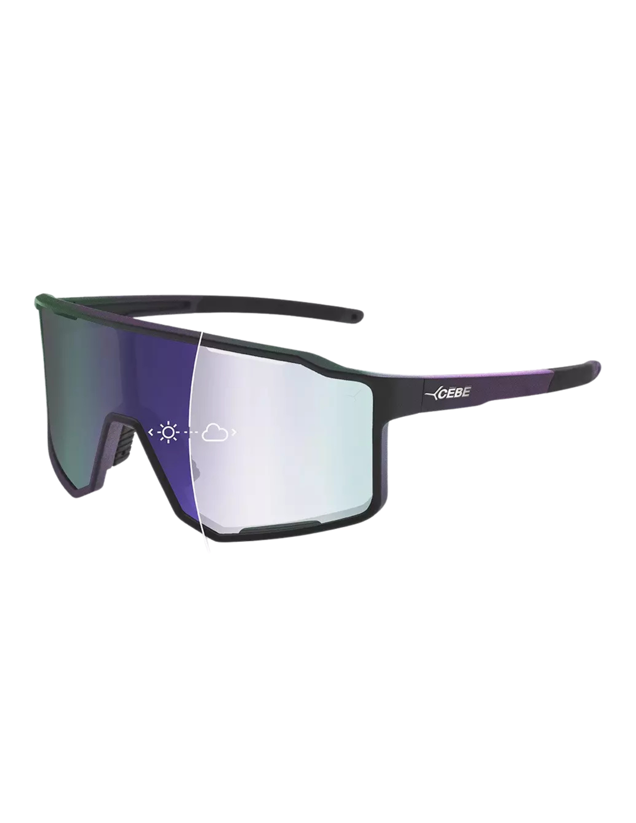Cébé Outflow 2 Sonnenbrille Matt Black Cameleon - Vario Full Revo Purple Scheibe