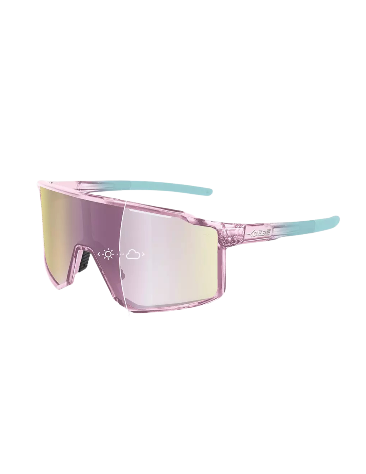 Cébé Sonnenbrille Outflow 2 S Junior Crystal Trans Lilac - Photochromatische Vario Full Revo Cherry Pink Scheibe