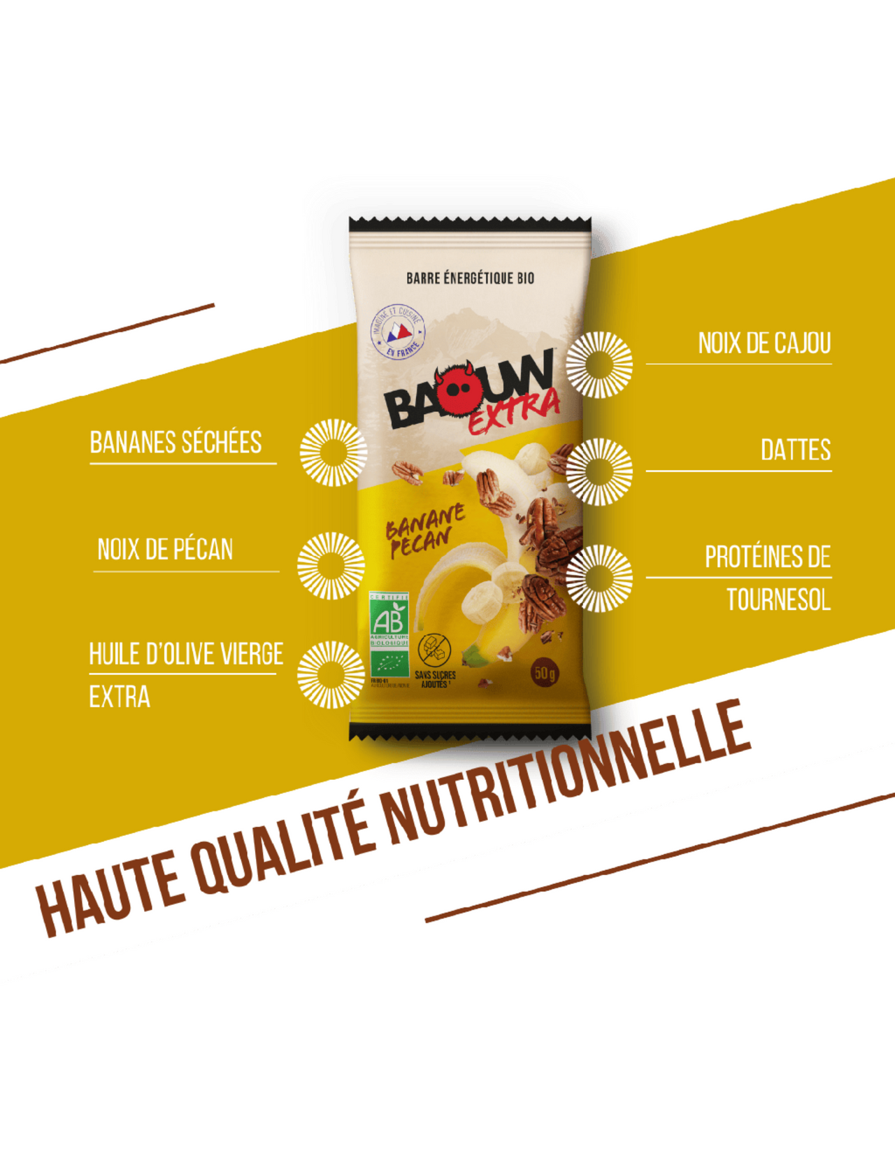 Bio Baouw Extra Banane/Pekannuss Riegel 50g