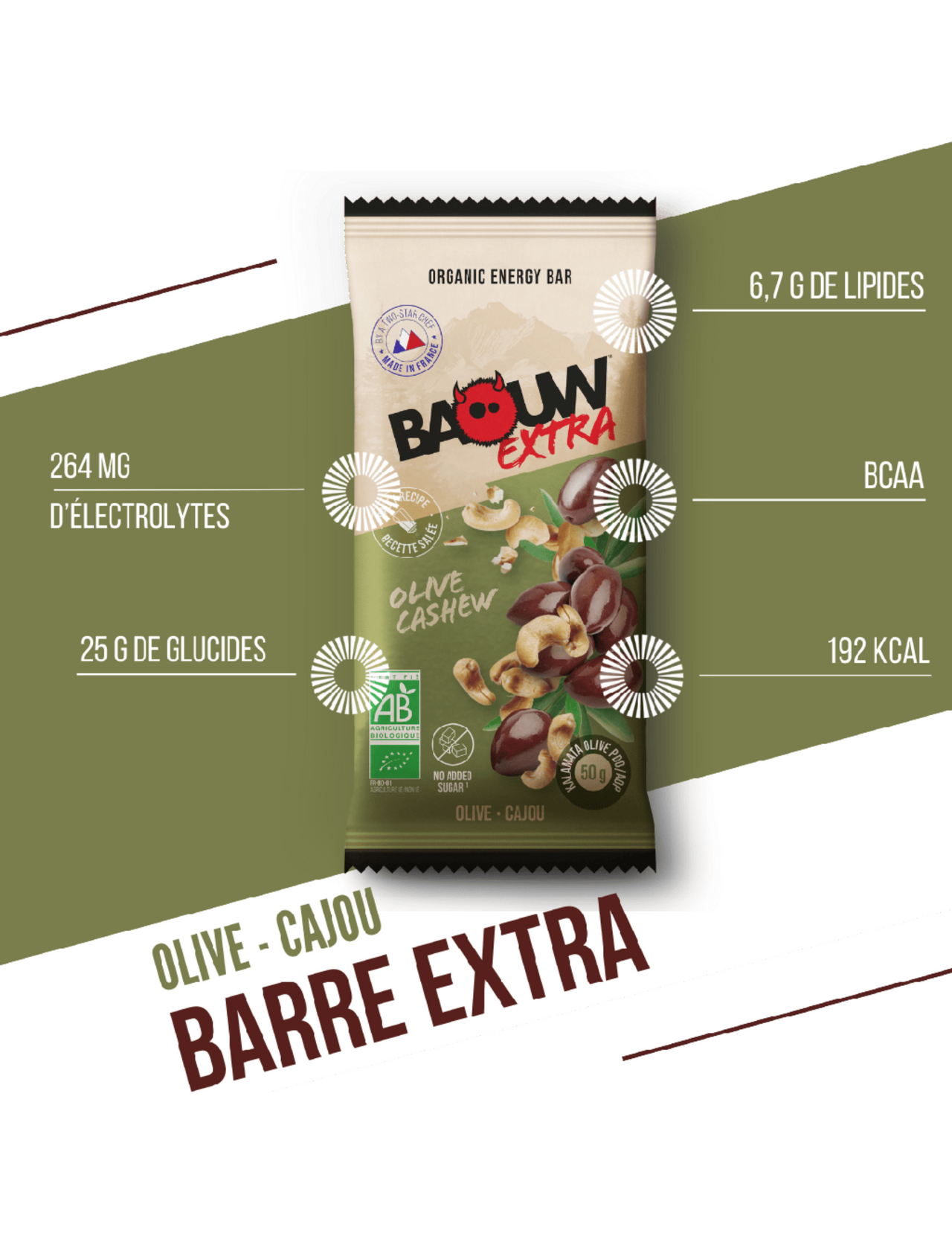 Baouw extra olive/anacardi baouw bar 50 g