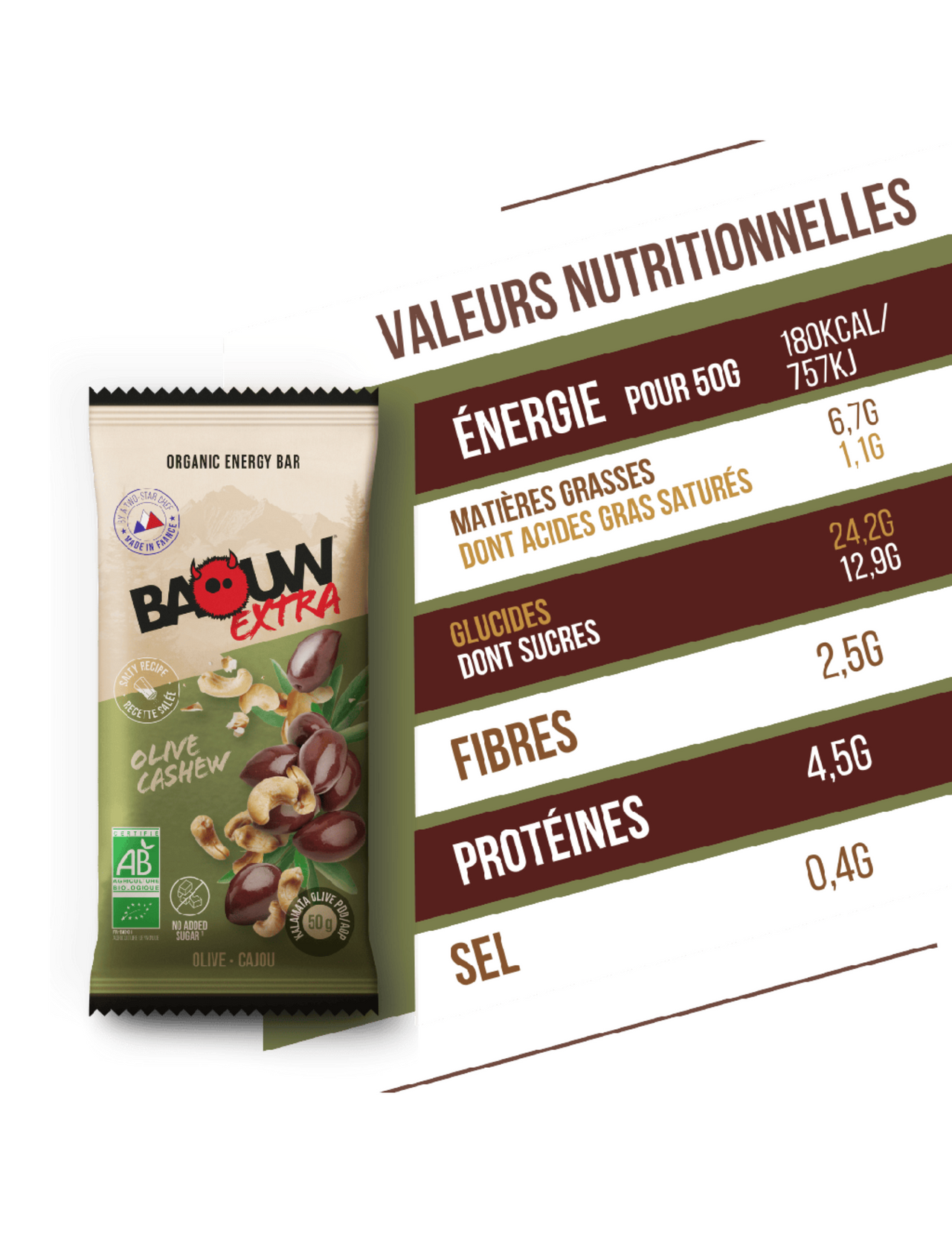 Baouw extra olive/anacardi baouw bar 50 g
