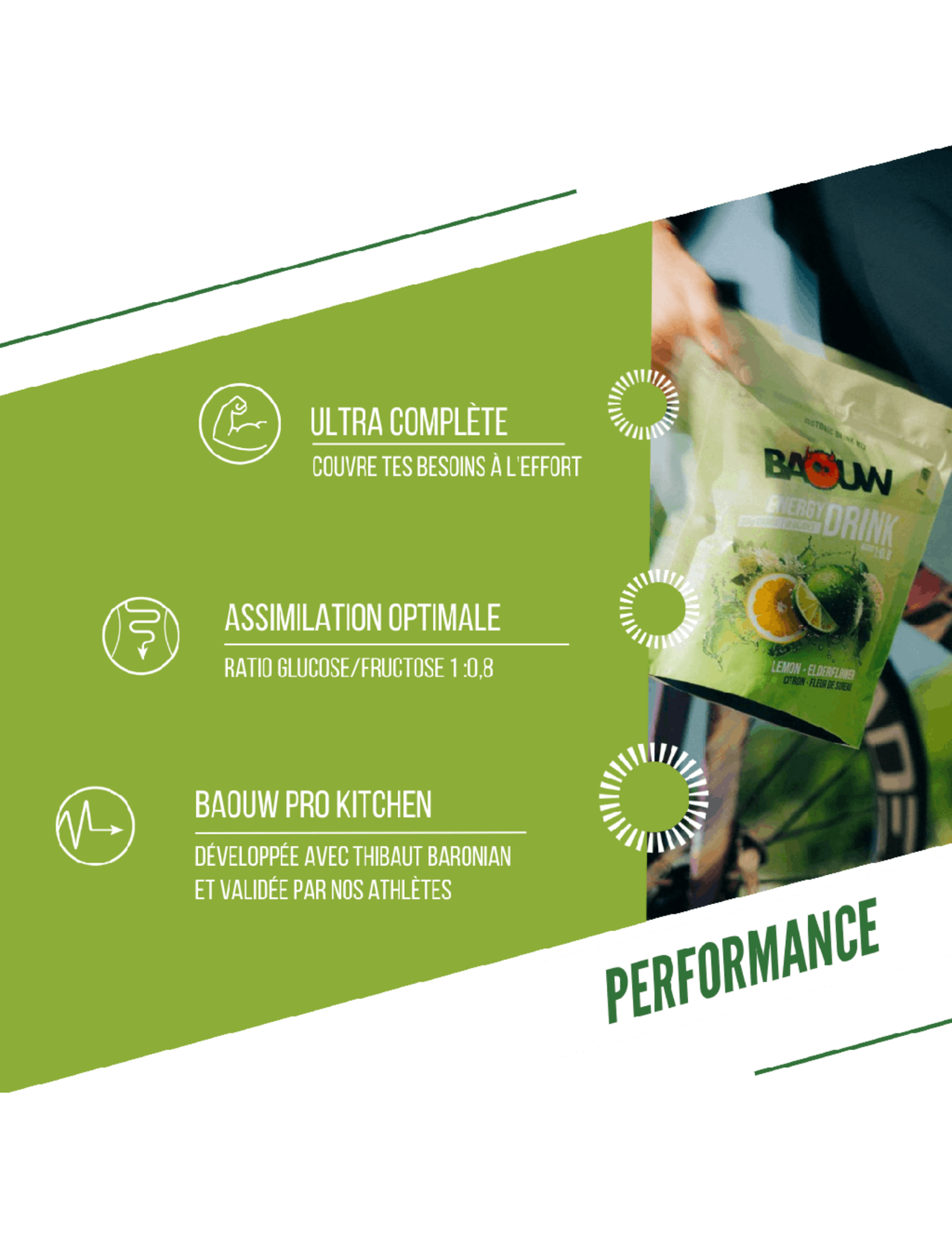 Boisson Isotonique Baouw sachet Citron/Fleur de sureau 45g