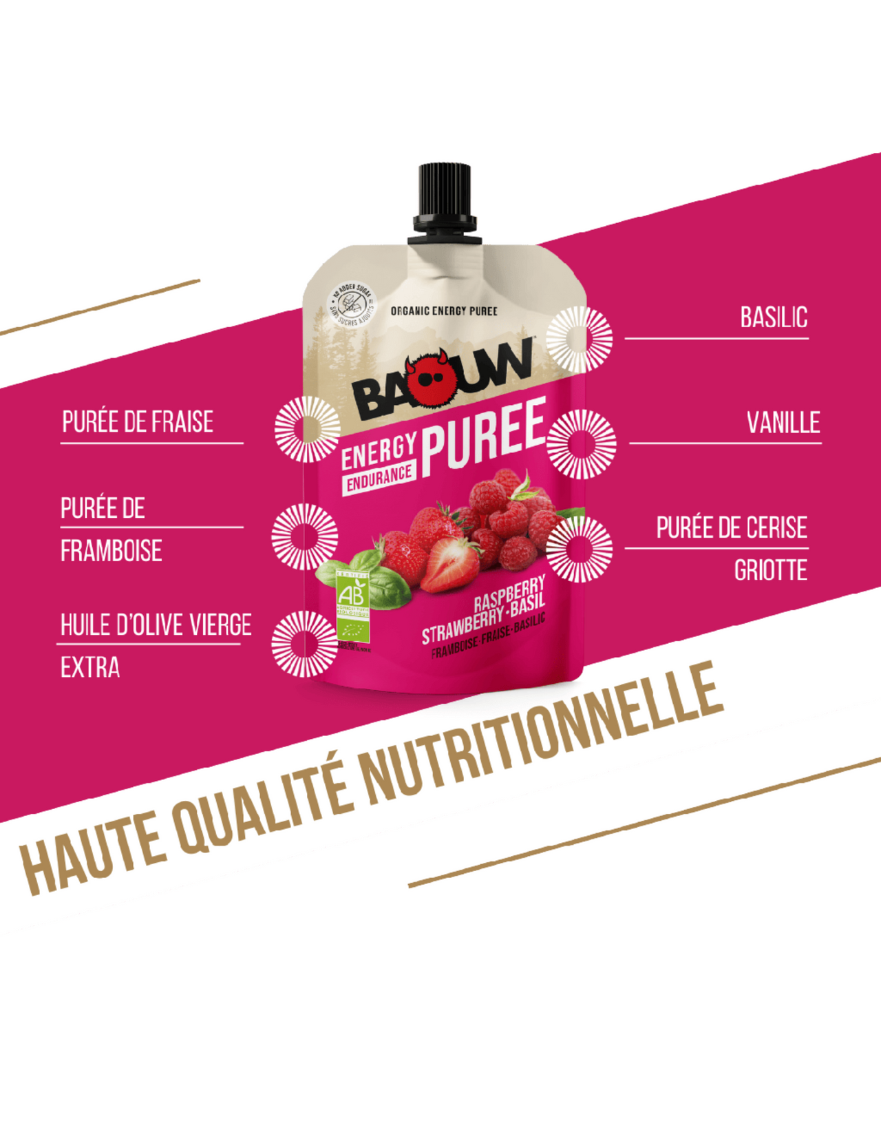 Baouw lampone/fragola/basilico 90 g purea baouw