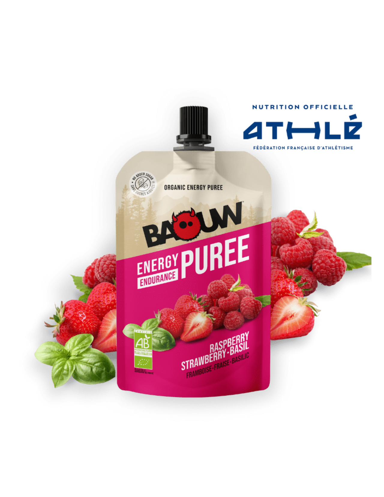 Baouw lampone/fragola/basilico 90 g purea baouw