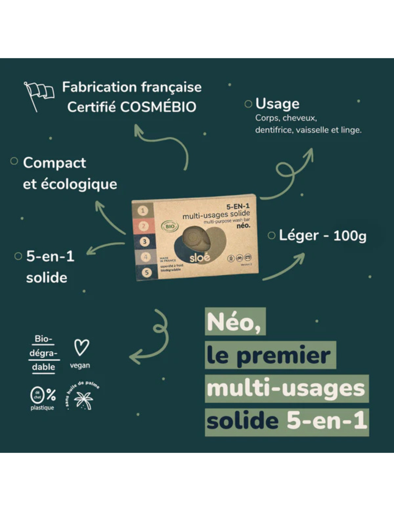 Sloé 5-in-1 Feste Mehrzweckseife (100 g)