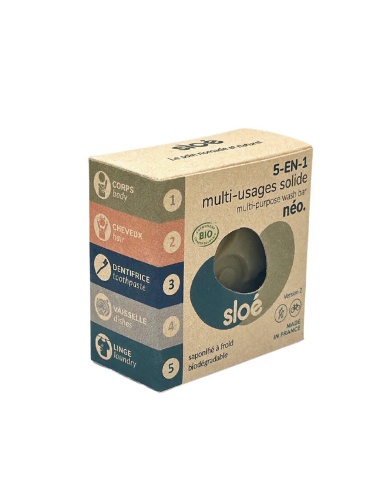 Savon Multi-usages Sloé solide 5-en-1 (60 g)
