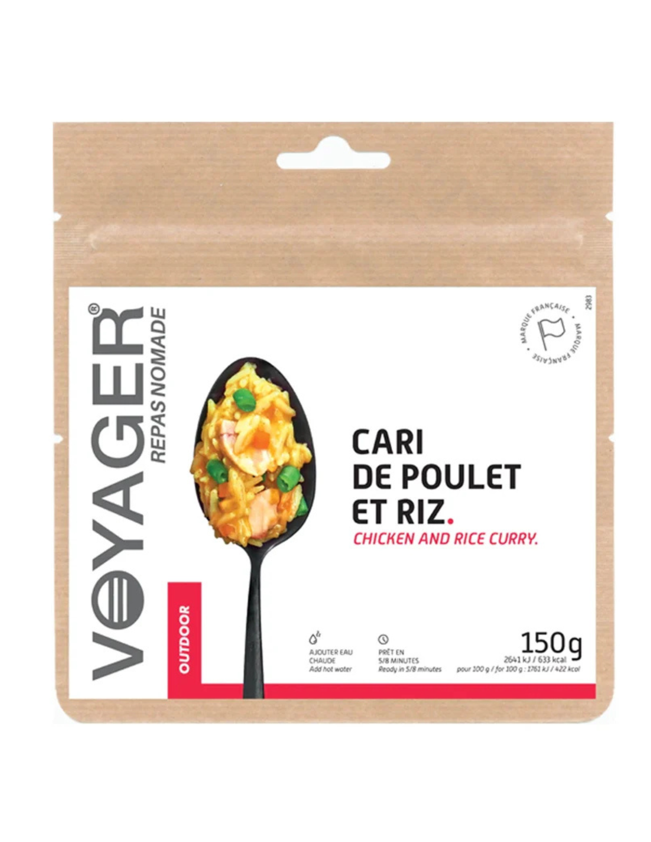 Voyager Gefriergetrocknetes Gericht Hühnercurry mit Reis 150 g