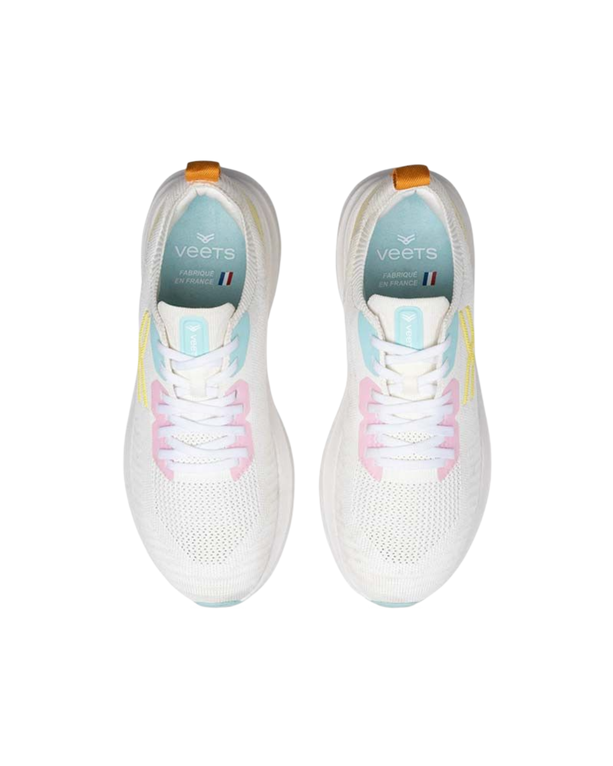 Chaussures de Running Veets Transition Knit Mif 1 Femme Blanc/Jaune, vue dessus