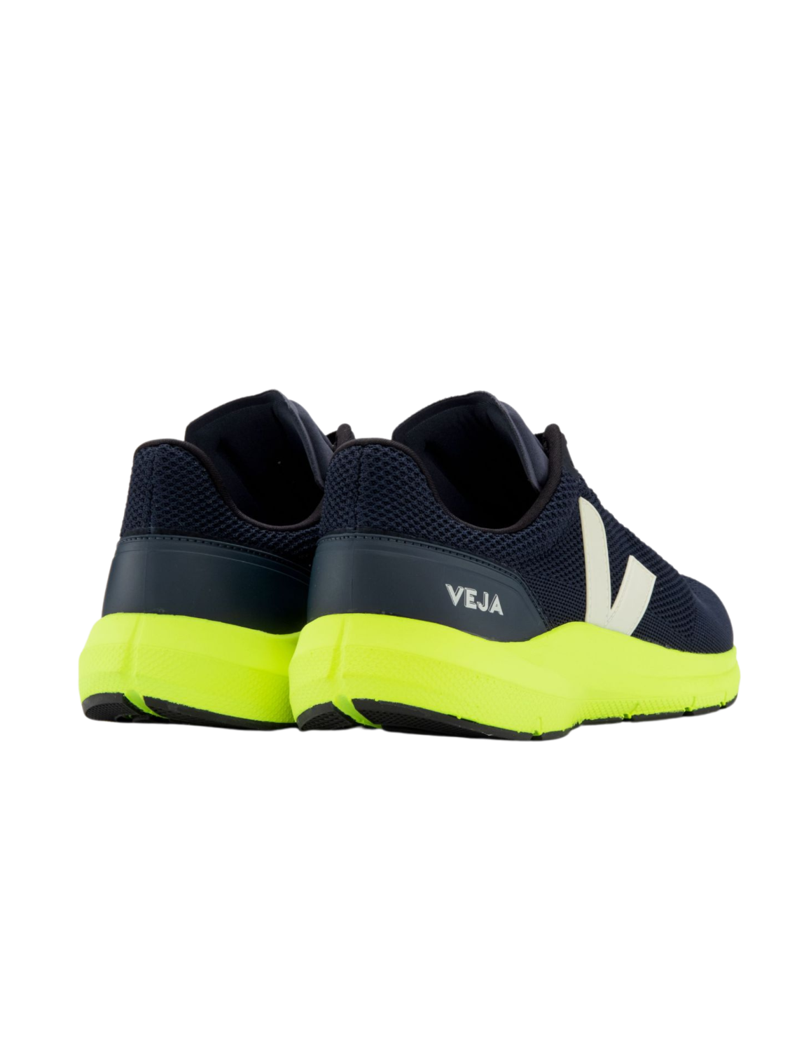 Chaussures de Running Veja Marlin V-Knit Homme Bleu Marine/Jaune Fluo : vue arrière