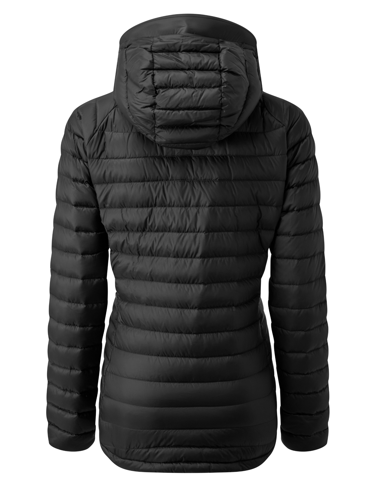 Doudoune à capuche pour femme Rab Microlight Noire, vue de dos