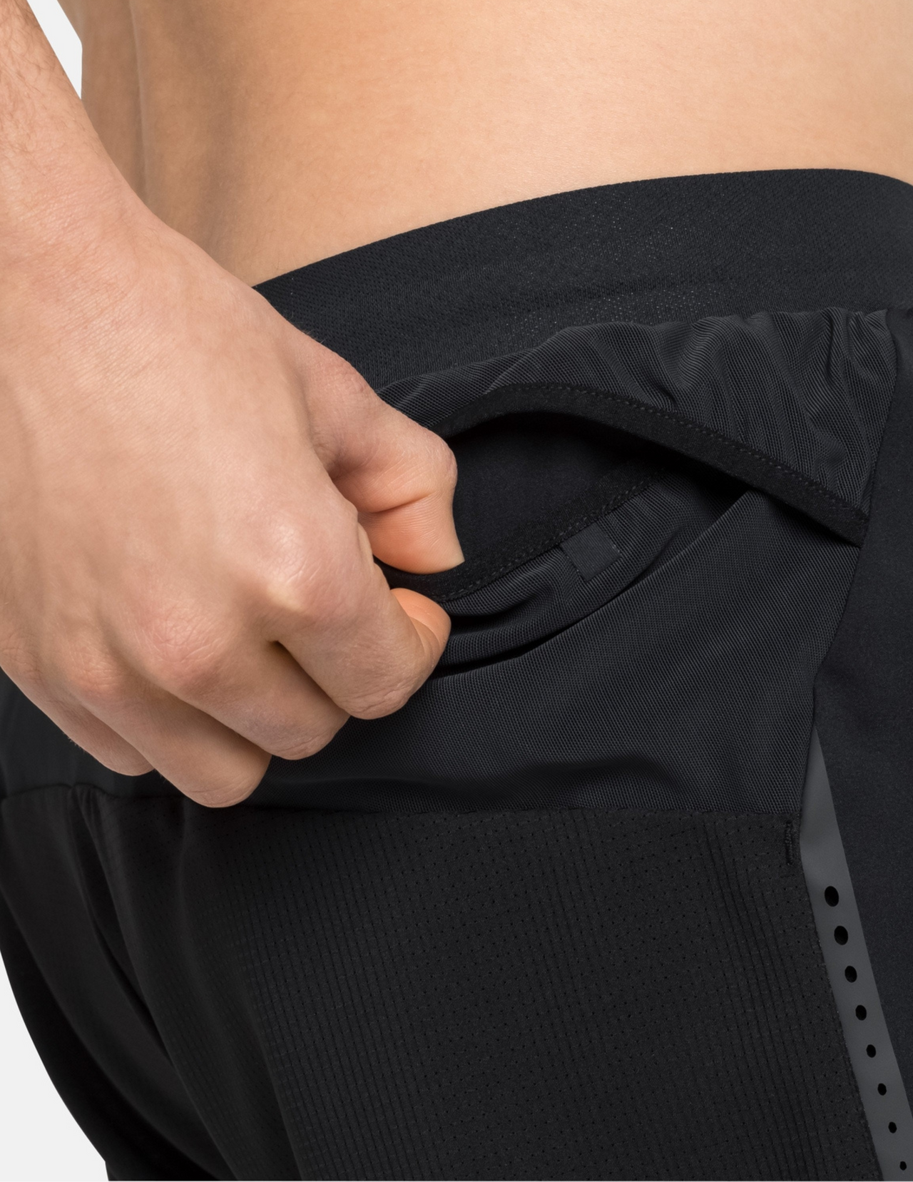 Short de Running 2-en-1 Odlo Axalp Trail 6" Homme : poche élastique pour nutrition