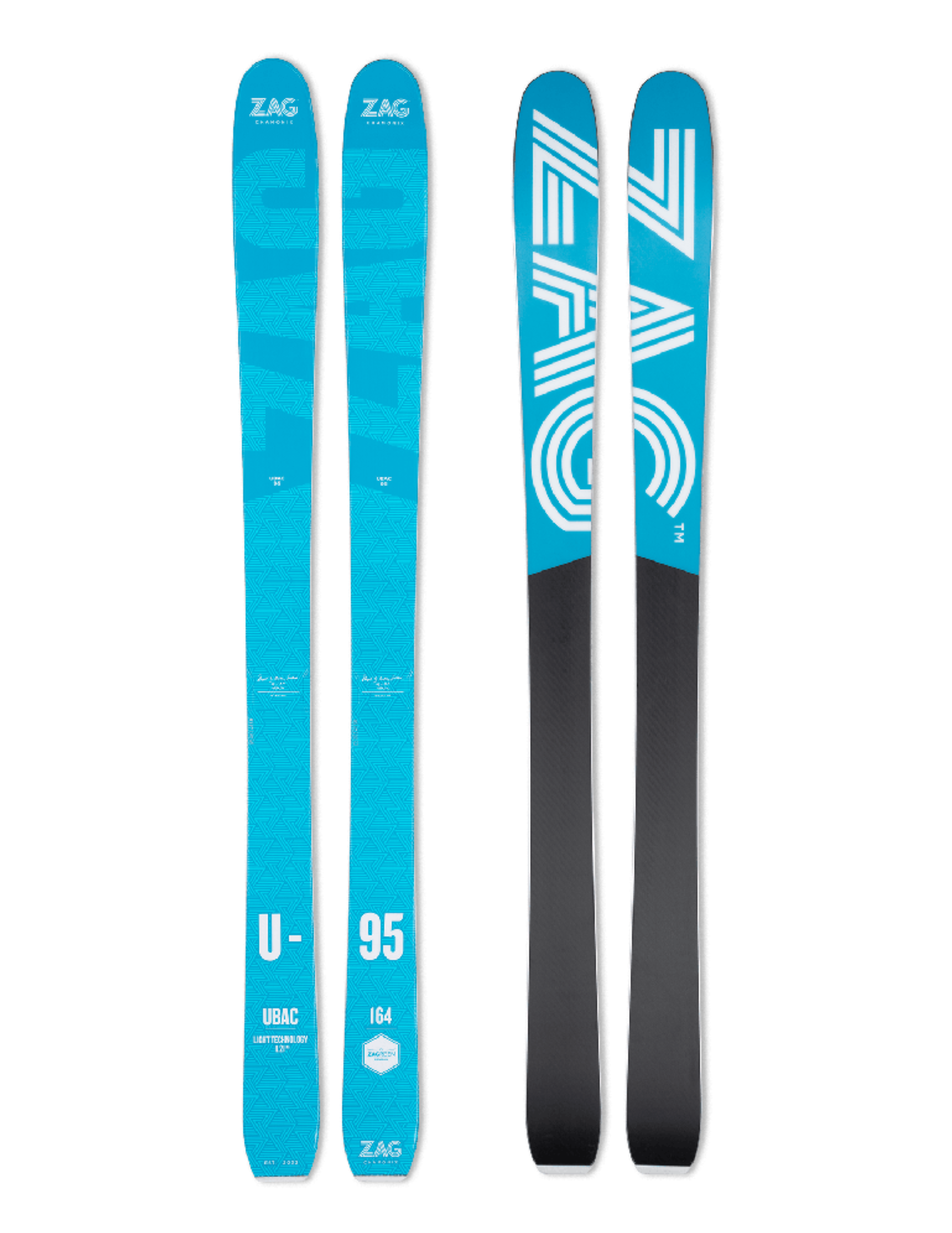 Skis de FreeRando ZAG Ubac 95 pour femme : noyau en bois / construction sandwich fibres de v erre / carbone