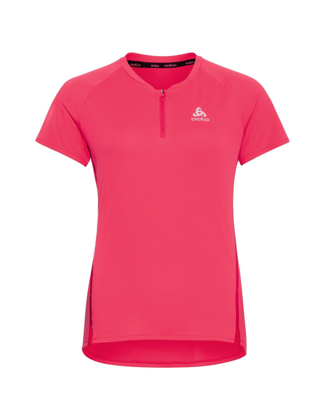 T-Shirt de Running Odlo Axalp Trail 1/2 Zip Manches Courtes Femme Rose, vue de face