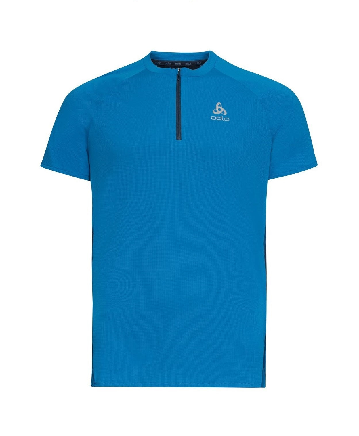 T-Shirt de Running Odlo Axalp Trail 1/2 Zip Manches Courtes Homme Bleu, vue de face