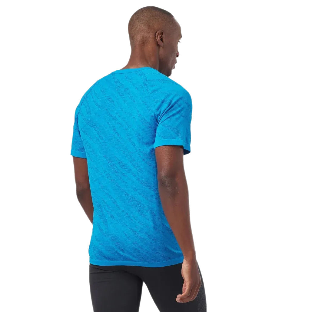 T-Shirt de Running Odlo Blackcomb Light Manches Courtes Homme Bleu, porté, vue de dos