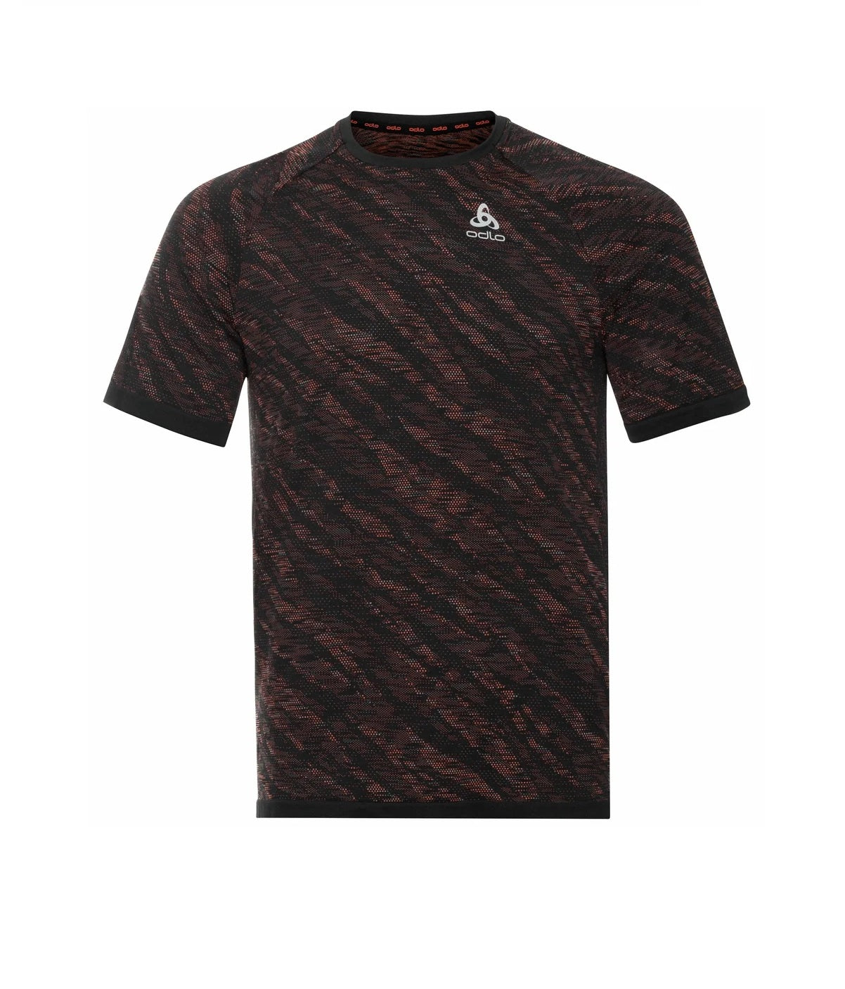 T-Shirt de Running Odlo Blackcomb Light Manches Courtes Homme Noir/Orange, vue de face