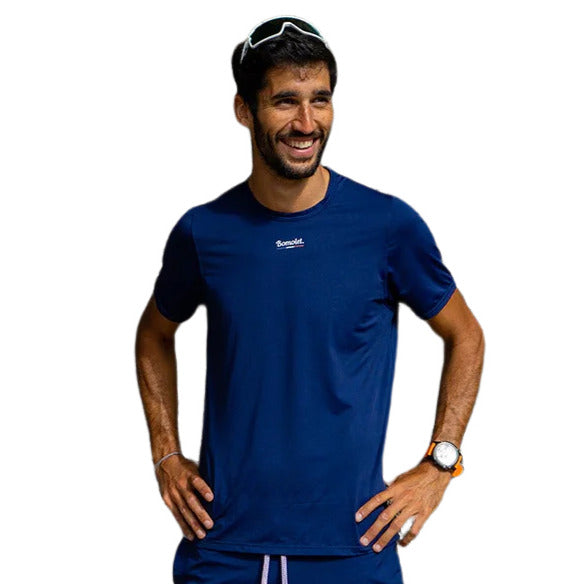 T-Shirt de running pour homme Bomolet L'Endurant Bleu, disponible sur Muule