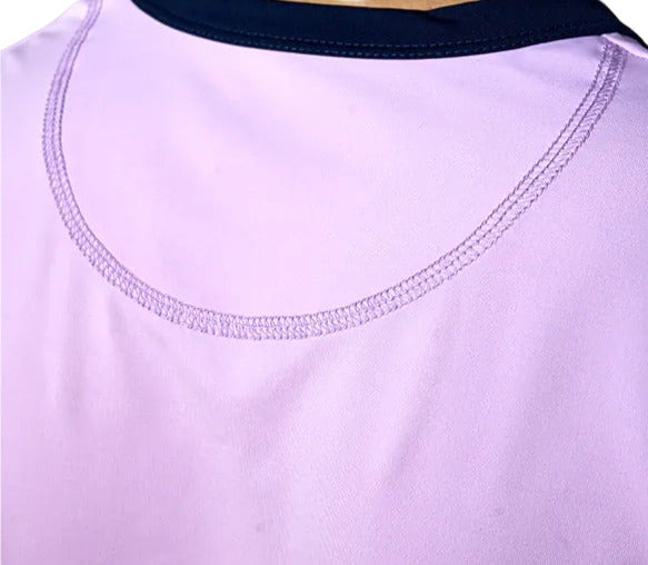 Vue de dos et détail de double surpiqûre du t-shirt de running Bomolet L'Endurant